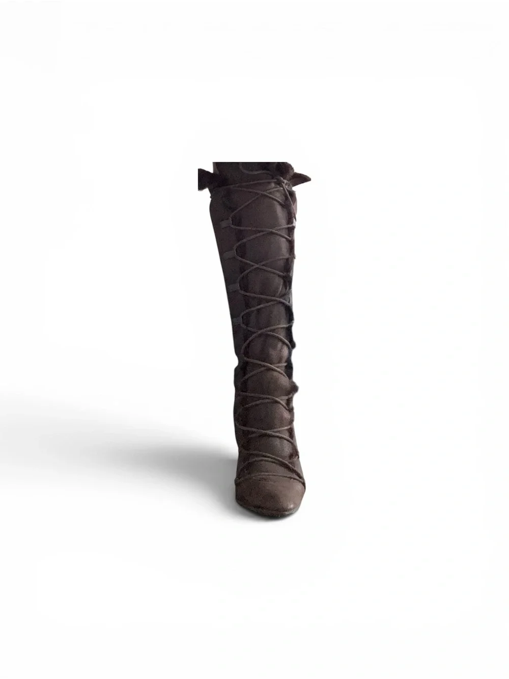 Vintage Gucci Chocolate Brown Lace-Up Tall Leather Boots